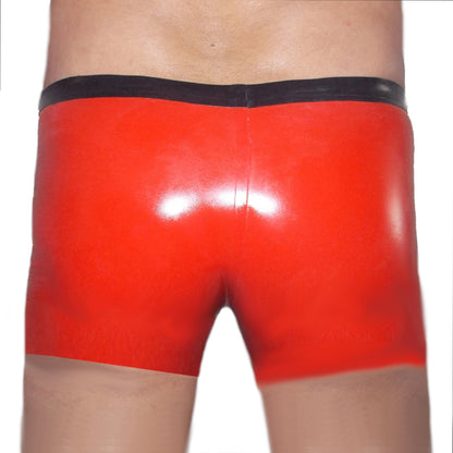 Latex Shorts mit Doppel-Reißverschluss/Innenbeutel Rot