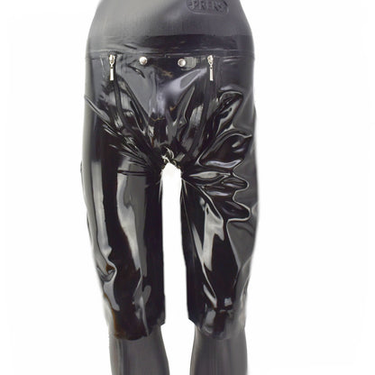 Latex Long Shorts mit Doppel-Reißverschluss/Innenbeutel