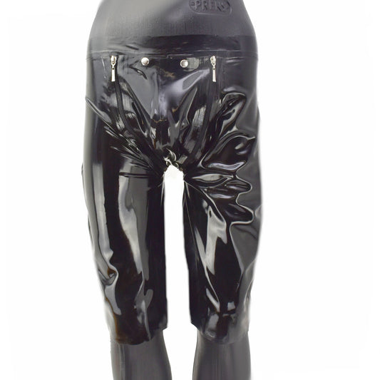 Latex Long Shorts mit Doppel-Reißverschluss/Innenbeutel