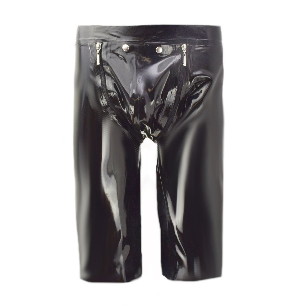 Latex Long Shorts mit Doppel-Reißverschluss/Innenbeutel