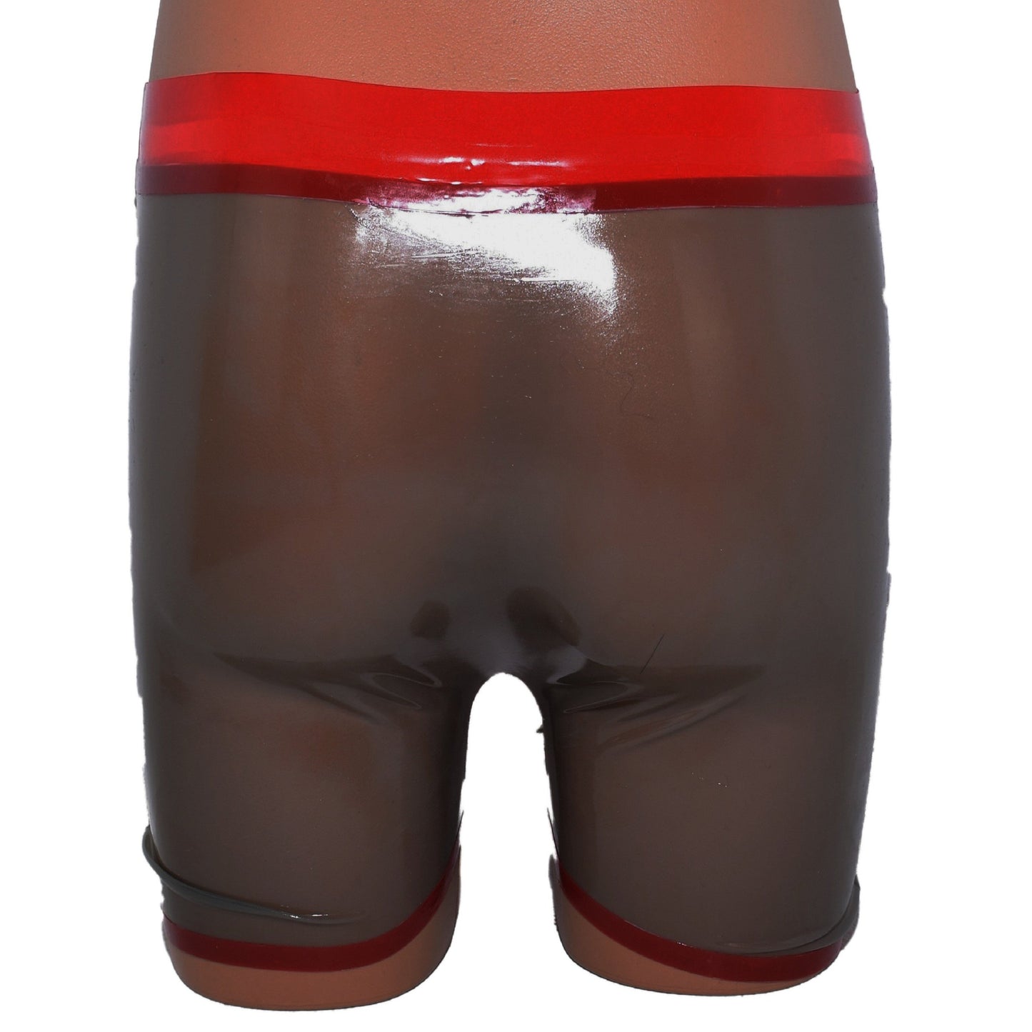 Latex Shorts schwarztransparent mit rotem Rand