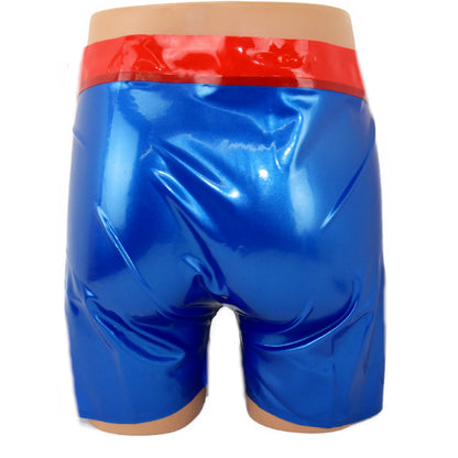 Latex Shorts - mit rotem Bund und Reißverschluss