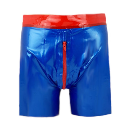 Latex Shorts - mit rotem Bund und Reißverschluss