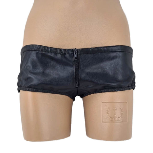 Soft Leather Male Thong with Zipper