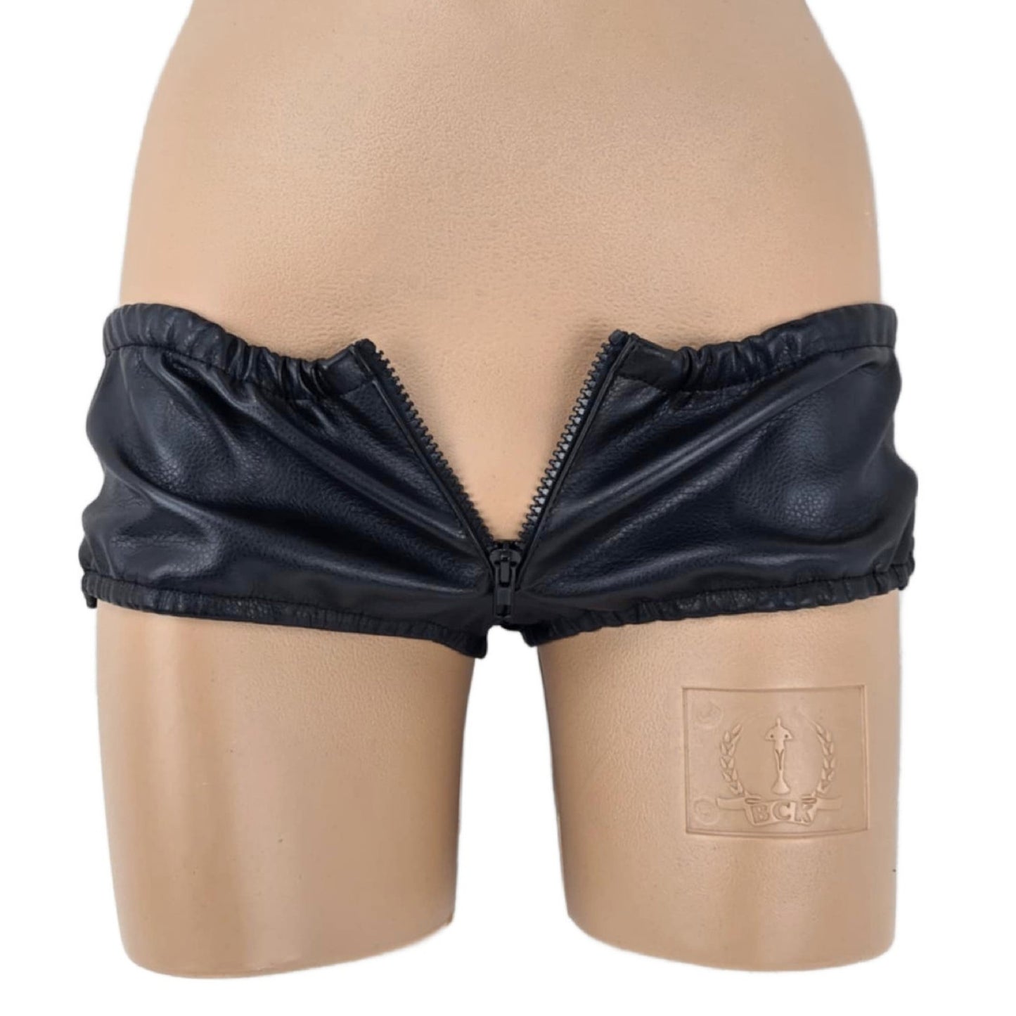 Soft Leather Male Thong with Zipper