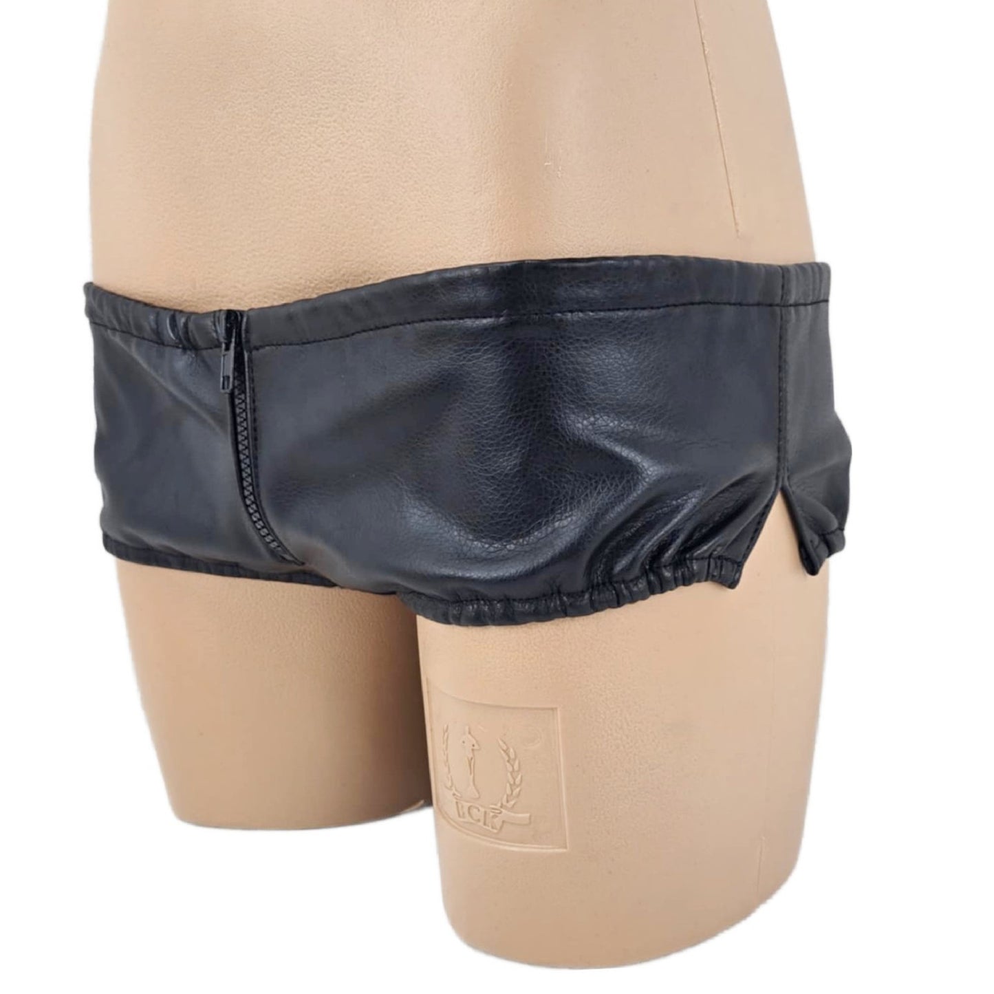 Soft Leather Male Thong with Zipper