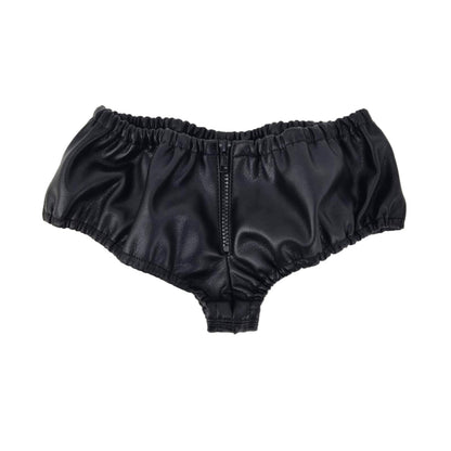 Soft Leather Male Thong with Zipper