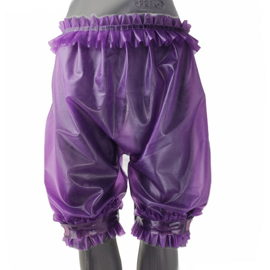 Latex Shorts mit Rüschen Bund und Bein