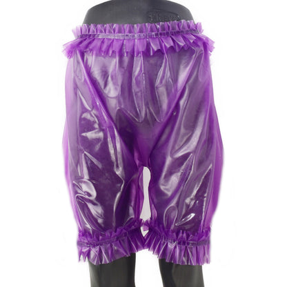 Latex Shorts mit Rüschen Bund und Bein