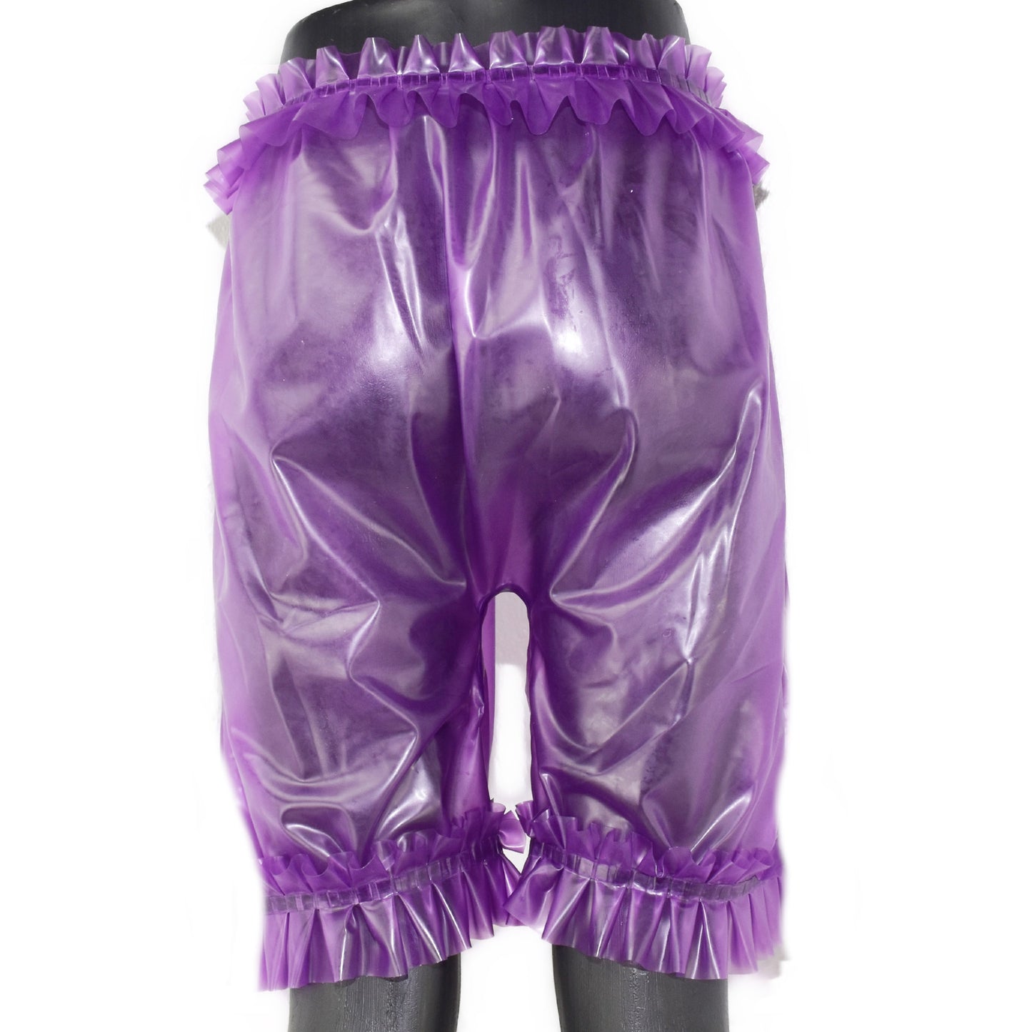 Latex Shorts mit Rüschen Bund und Bein