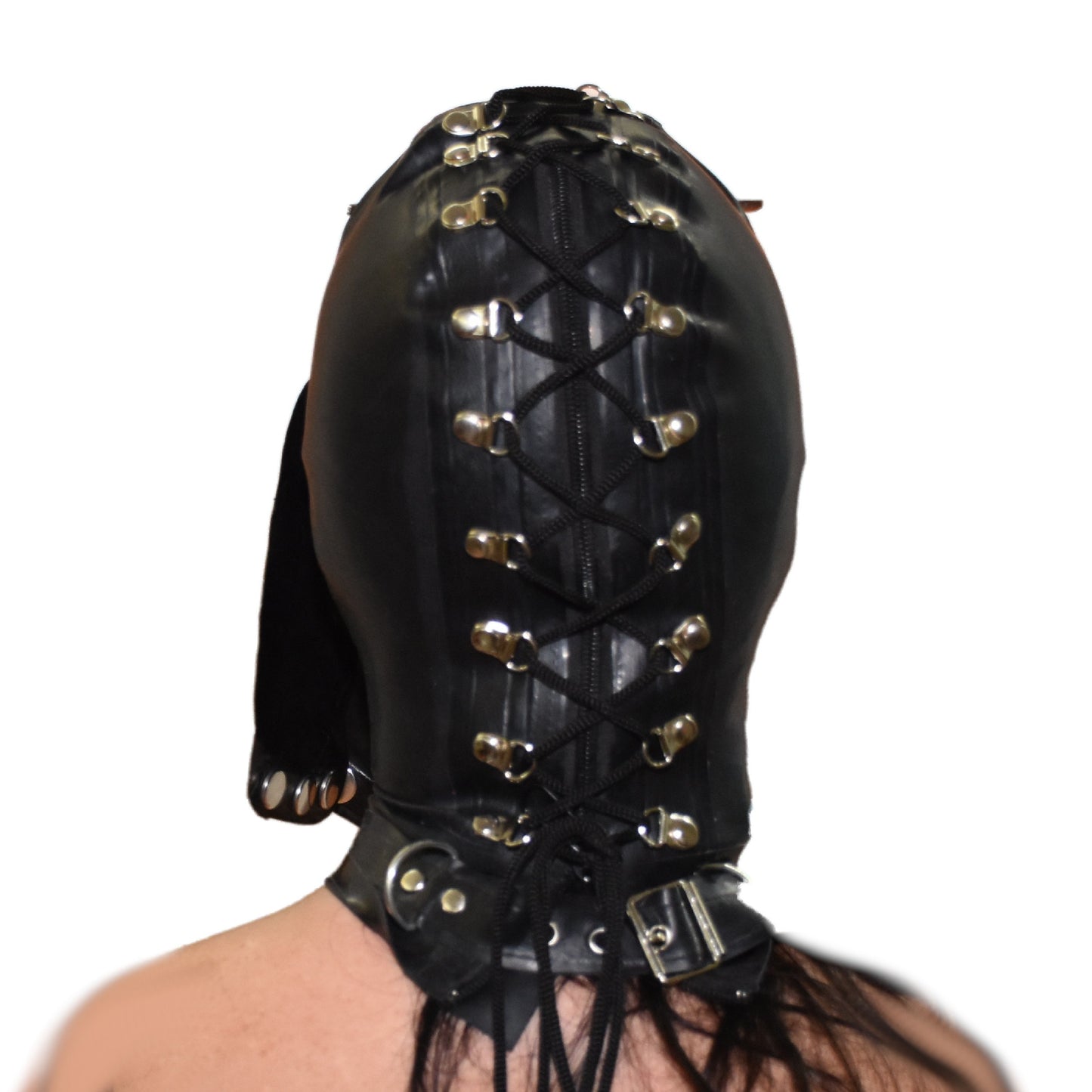 Latex Mask Eyes and Mouth gag Reißverschluss und Schnürung