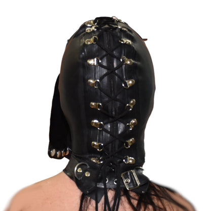 Latex Mask Eyes and Mouth gag Reißverschluss und Schnürung
