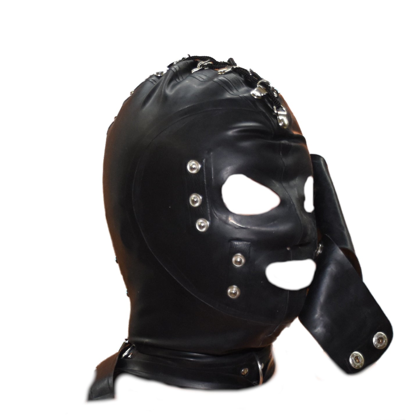 Latex Mask Eyes and Mouth gag Reißverschluss und Schnürung
