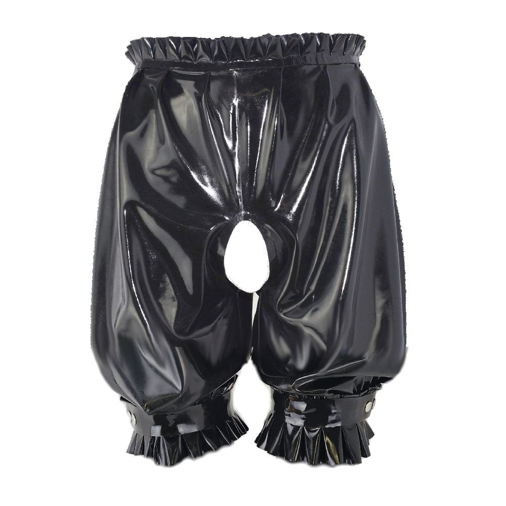 Latex Rüschen Shorts Schritt offen
