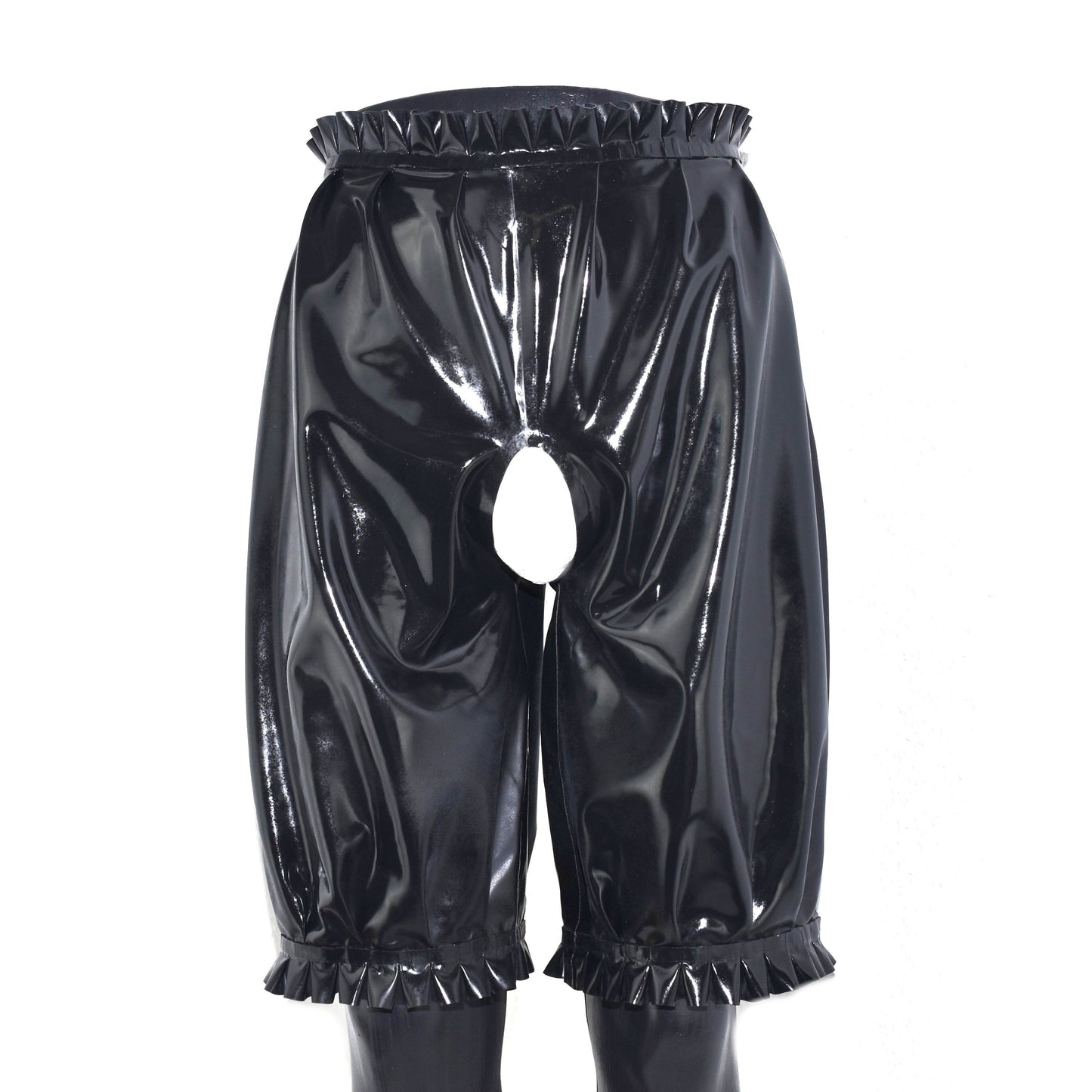 Latex Rüschen Shorts Schritt offen
