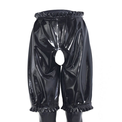 Latex Rüschen Shorts Schritt offen