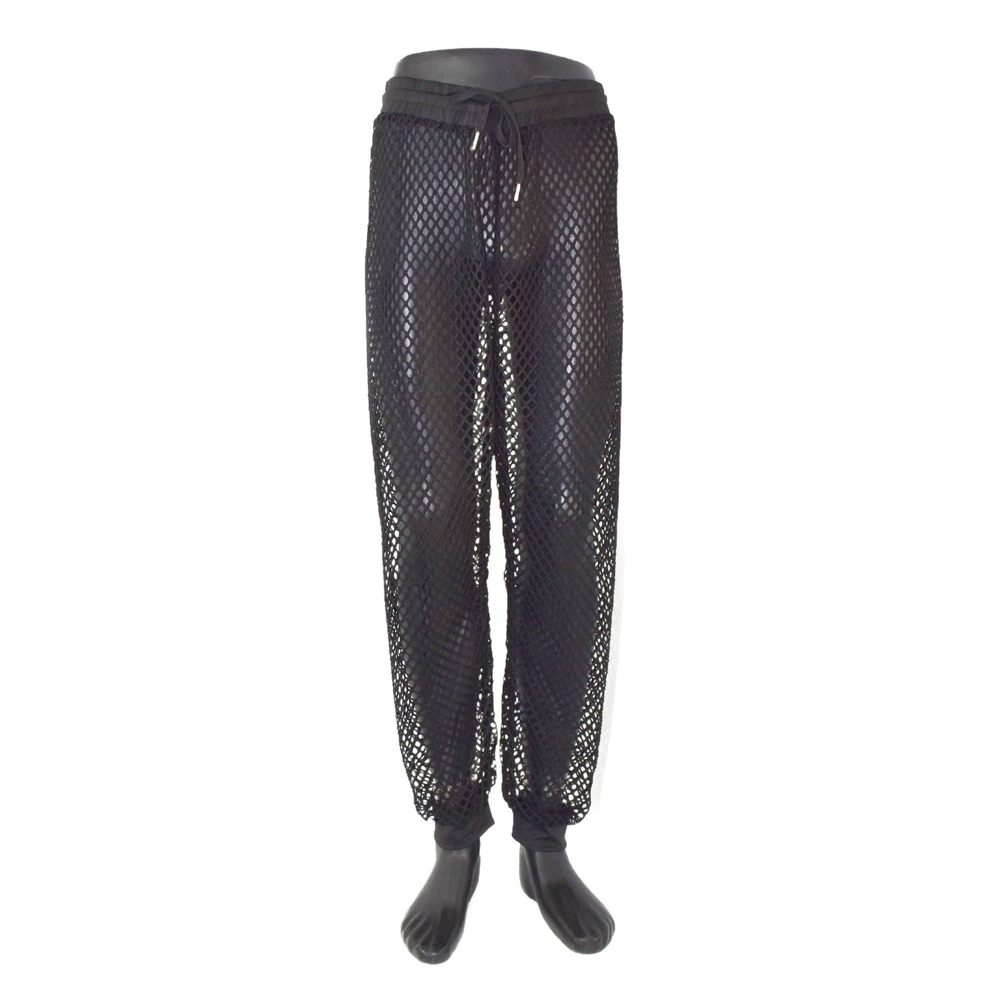 Lange Netzstoffhose mit Kordel leicht transparent