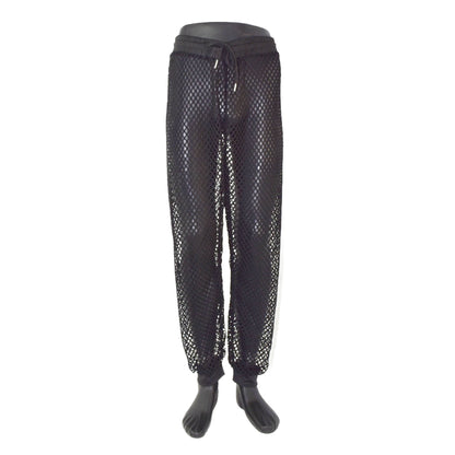 Lange Netzstoffhose mit Kordel leicht transparent
