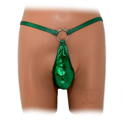 Mens thong bulge pouch thong with ring