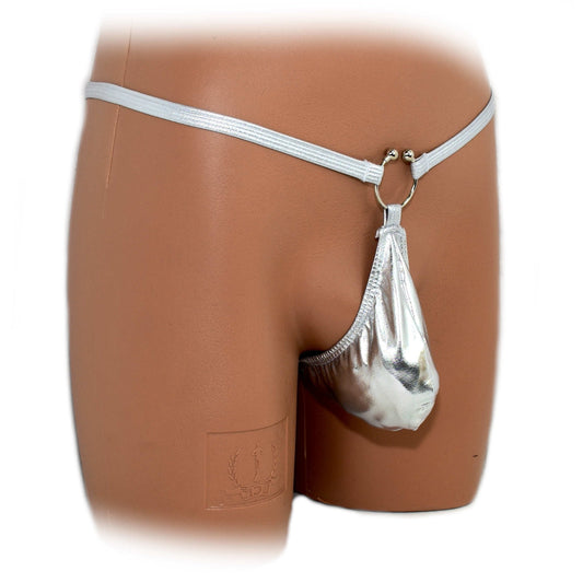 Mens thong bulge pouch thong with ring