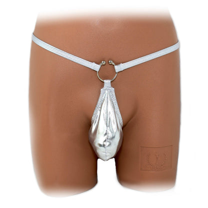 Mens thong bulge pouch thong with ring