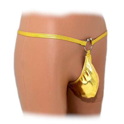 Mens thong bulge pouch thong with ring