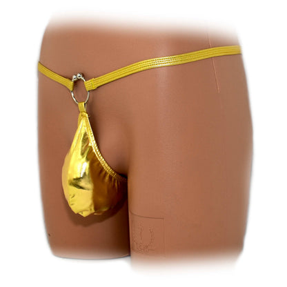 Mens thong bulge pouch thong with ring