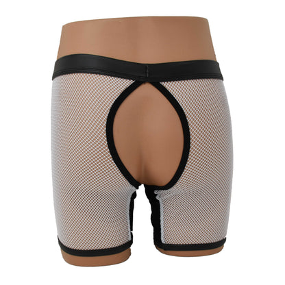 Long Pants Mesh Faux Leather Open Back