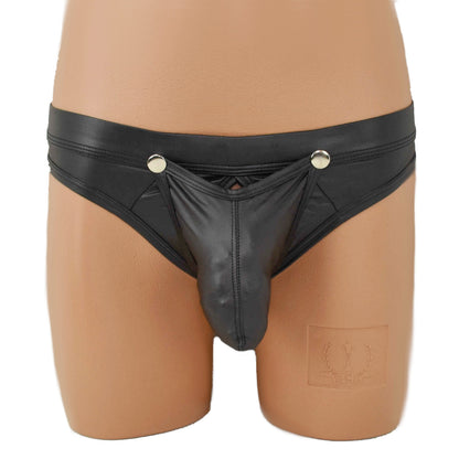 String that opens at the front with snap fasteners