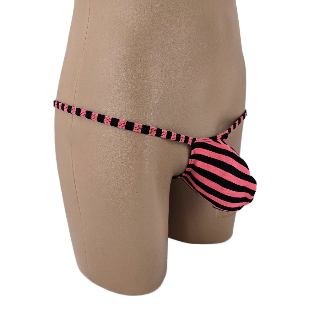 Mens thong bulge pouch MicroMini Gestreift