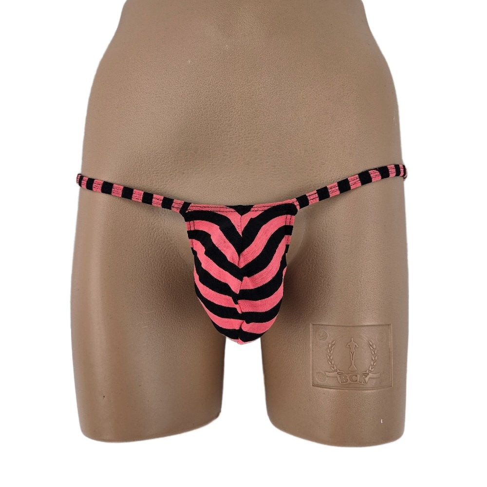 Mens thong bulge pouch MicroMini Gestreift