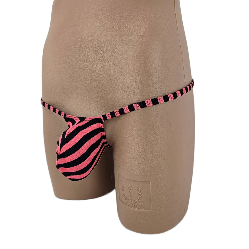 Mens thong bulge pouch MicroMini Gestreift
