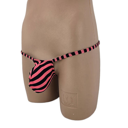Mens thong bulge pouch MicroMini Gestreift