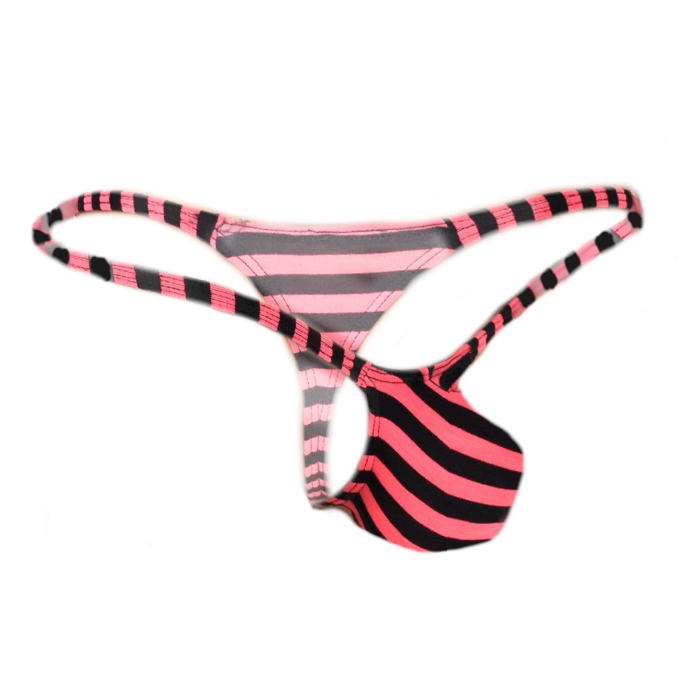 Mens thong bulge pouch MicroMini Gestreift