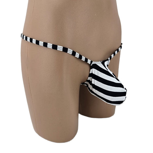 Mens thong bulge pouch MicroMini Gestreift