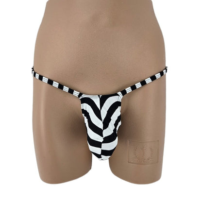 Mens thong bulge pouch MicroMini Striped