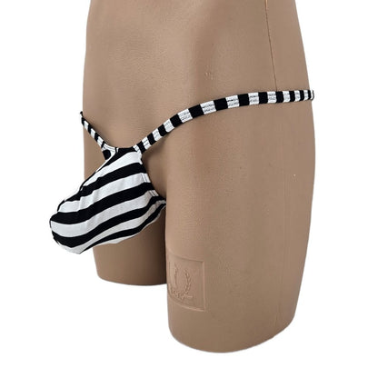 Mens thong bulge pouch MicroMini Striped