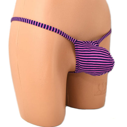 Mens thong bulge pouch MicroMini gestreift