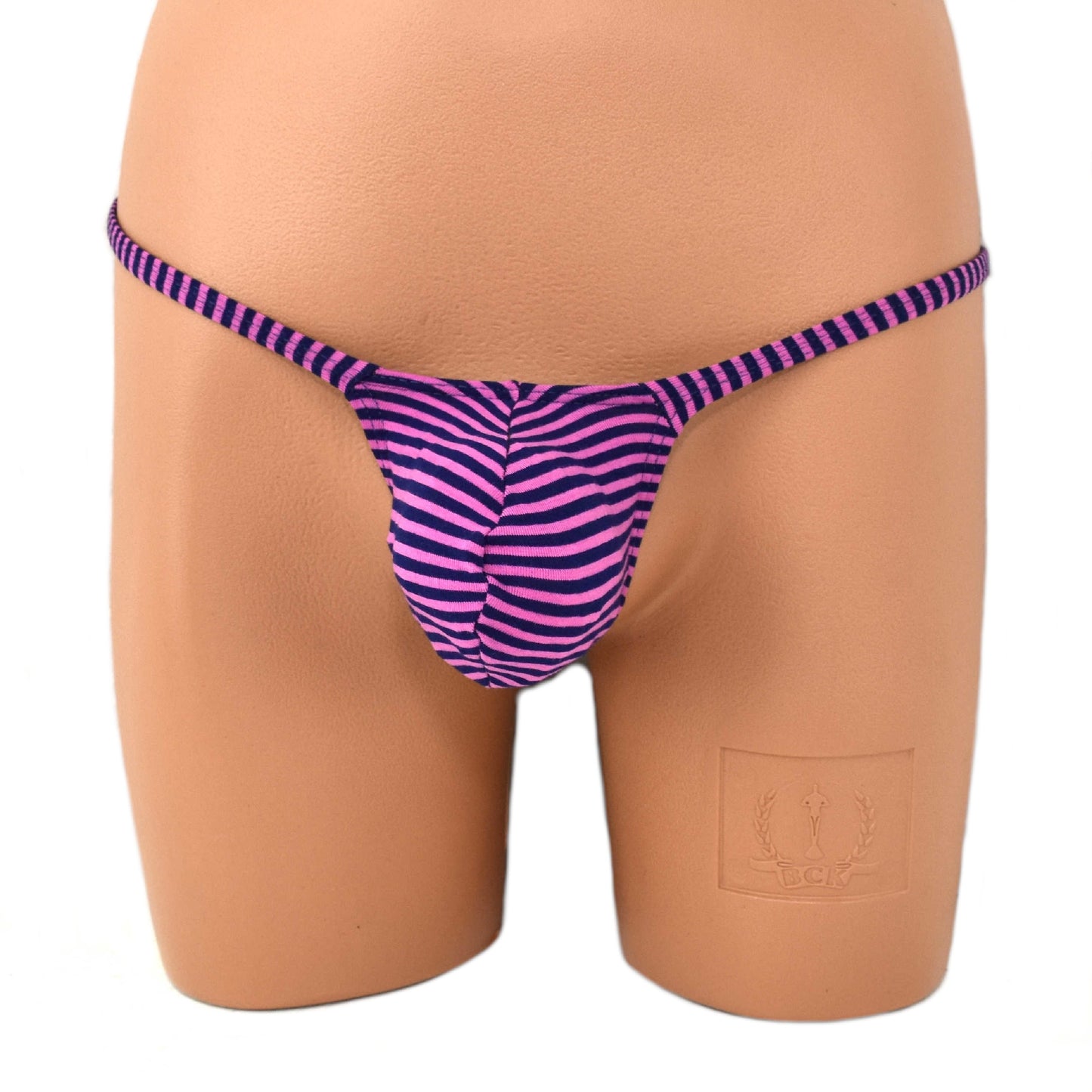 Mens thong bulge pouch MicroMini gestreift