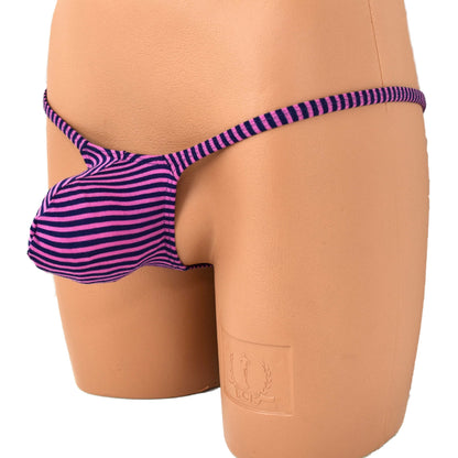 Mens thong bulge pouch MicroMini gestreift