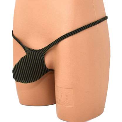 Mens thong bulge pouch MicroMini gestreift