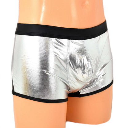 Metallic Shorts mit schwarzem Rand