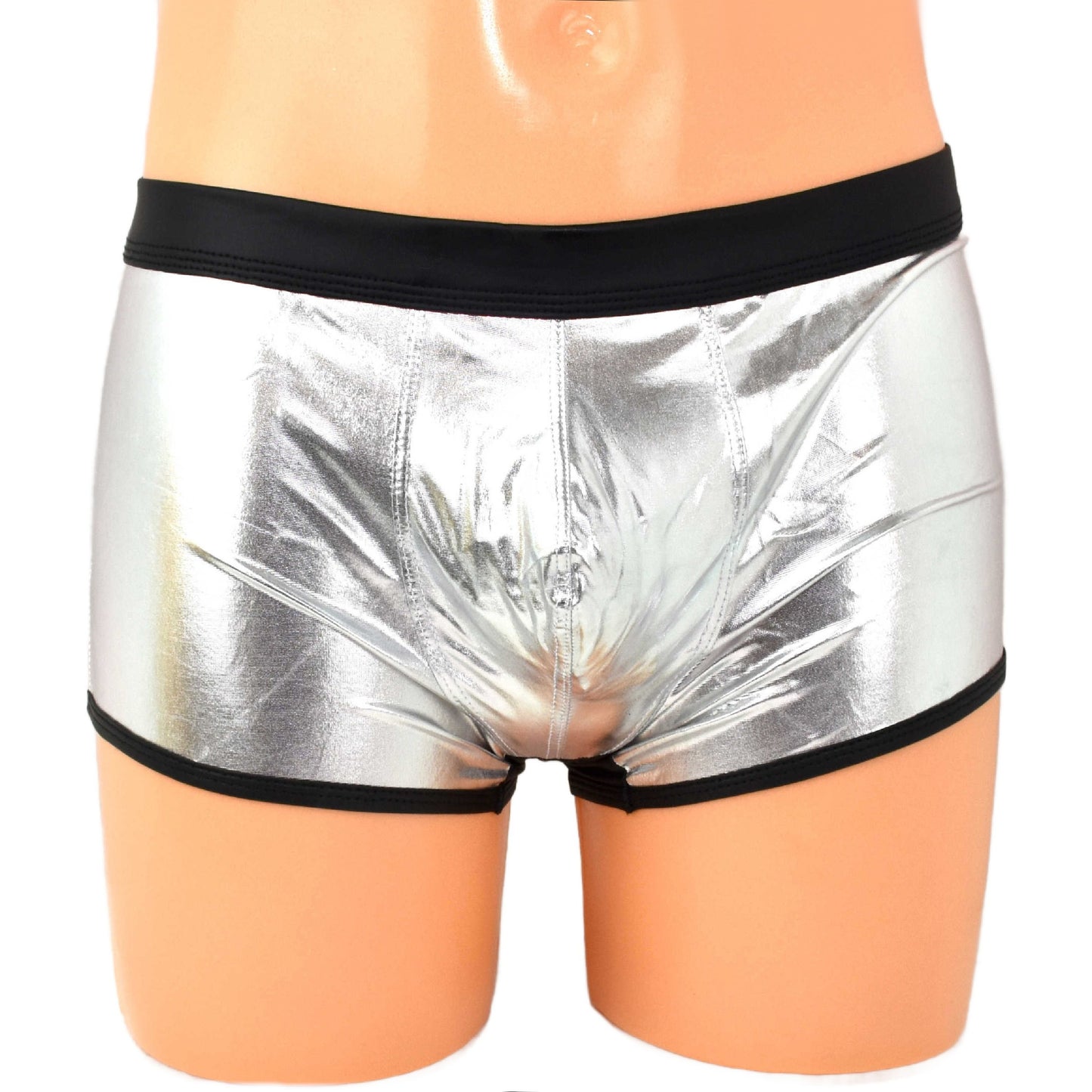 Metallic Shorts mit schwarzem Rand
