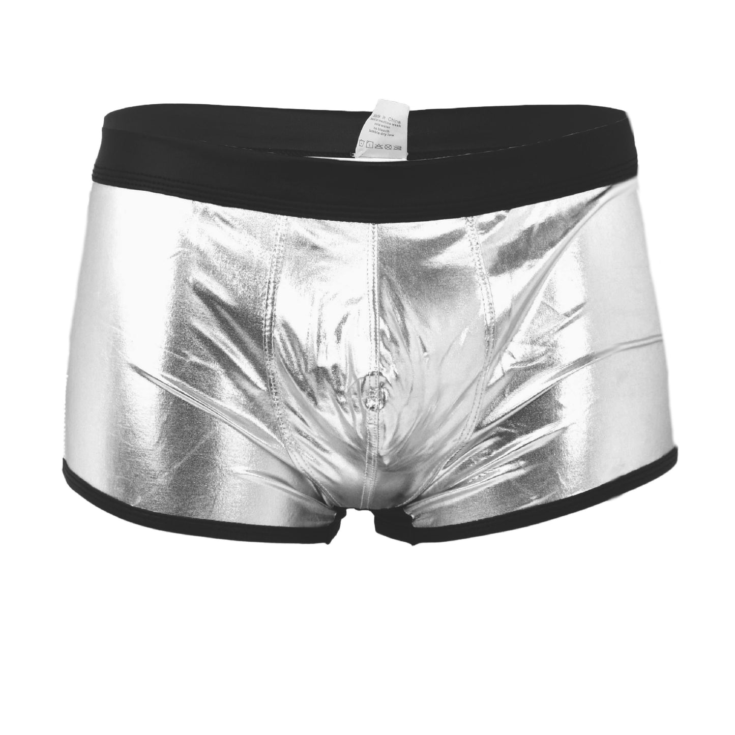 Metallic Shorts mit schwarzem Rand
