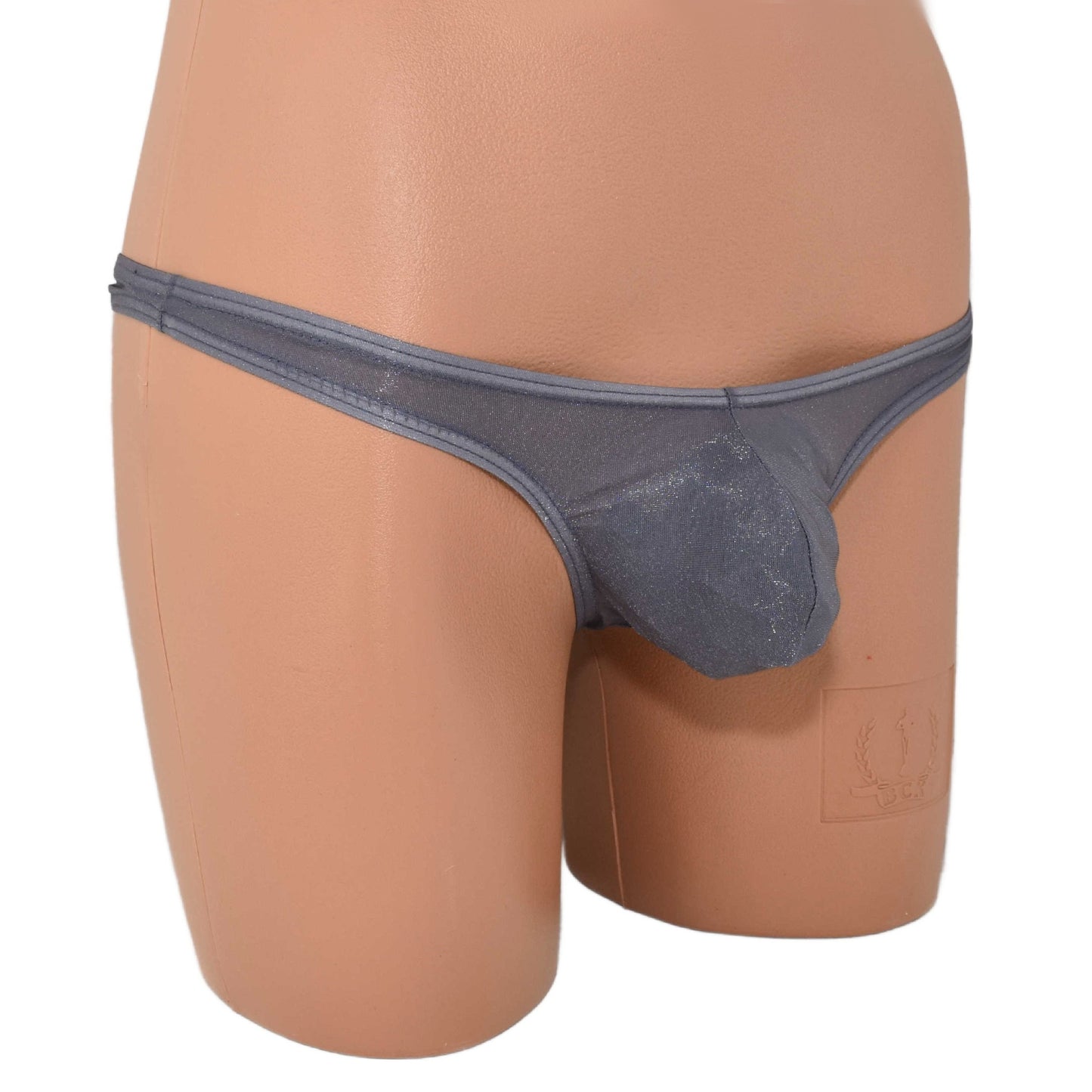 String thong with glittering fibers