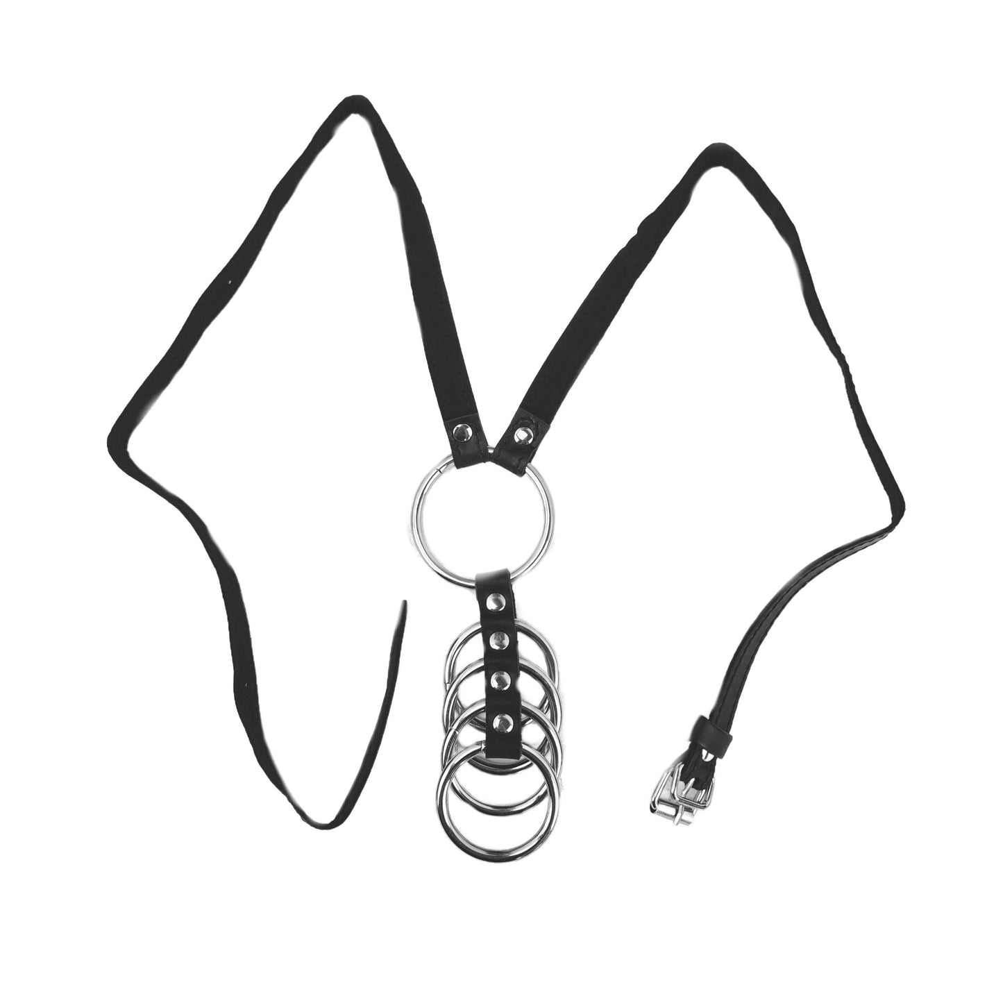 Male Leather Shorts with 5 Penis Rings