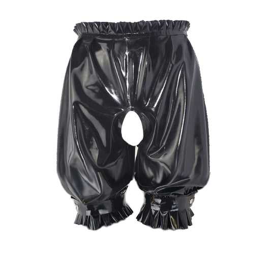 Latex Rüschen Shorts Schritt offen