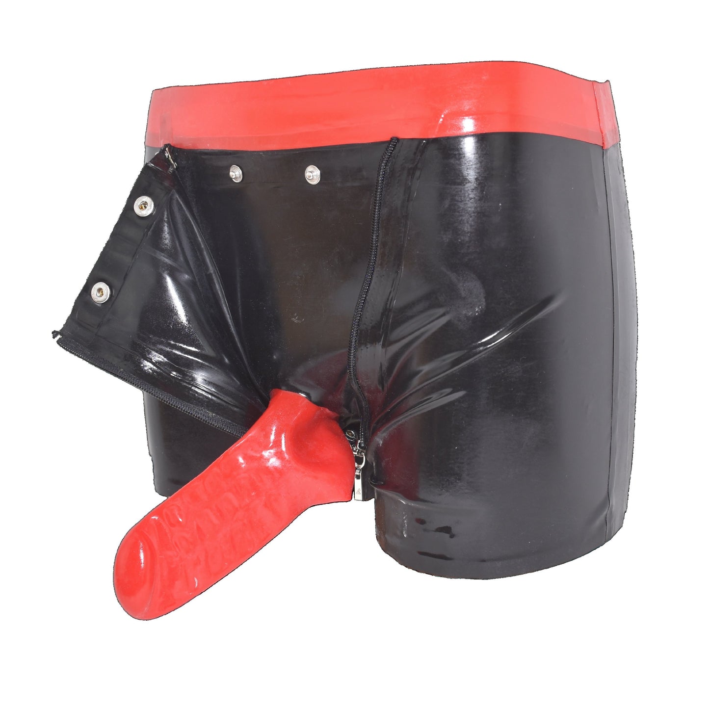 Latex Shorts mit Doppel-Reißverschluss/Innenkondom