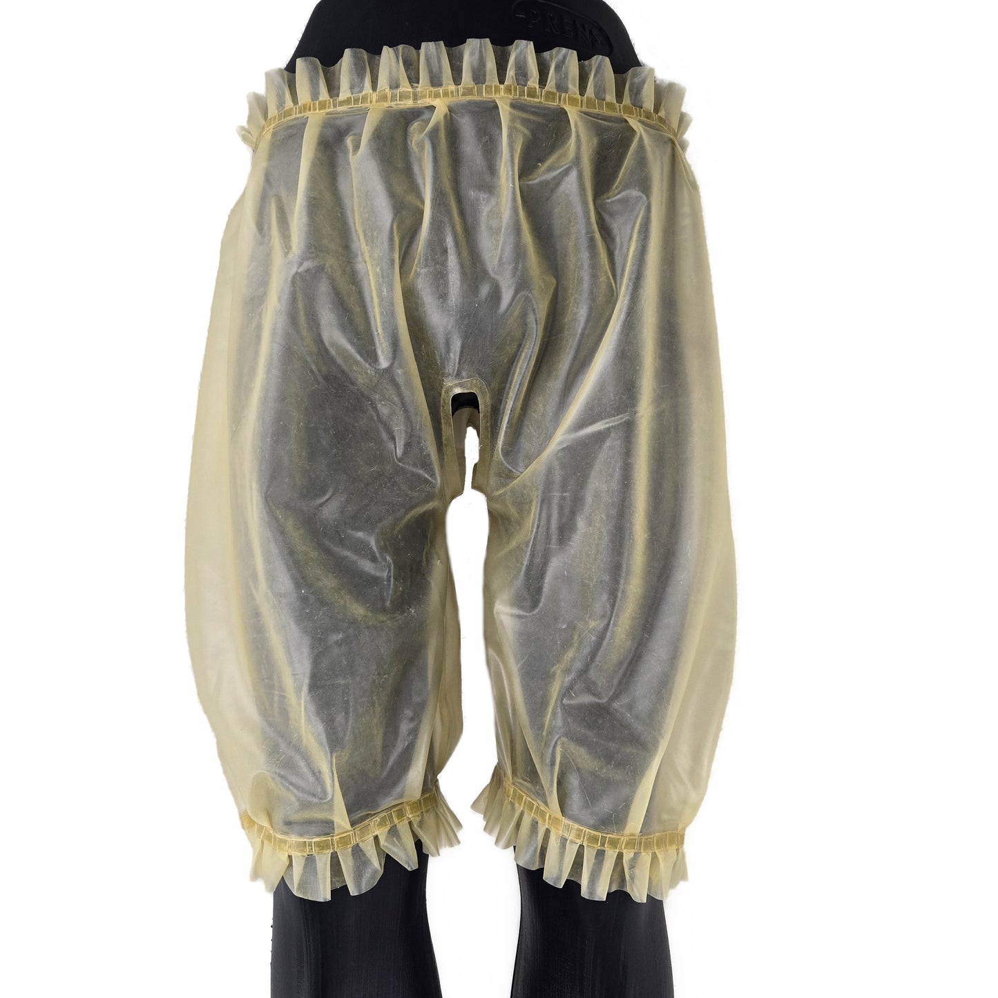 Latex ruffled trousers open crotch - open at the crotch