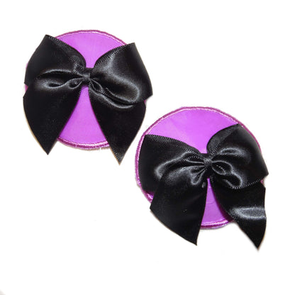 Nippel Cover Rund Lila Schleife schwarz